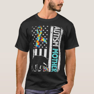 Camiseta Distressed American Flag Autism Mother Bear Autist