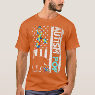 Camiseta Distressed American Flag Autism Pop Bear Autistic 