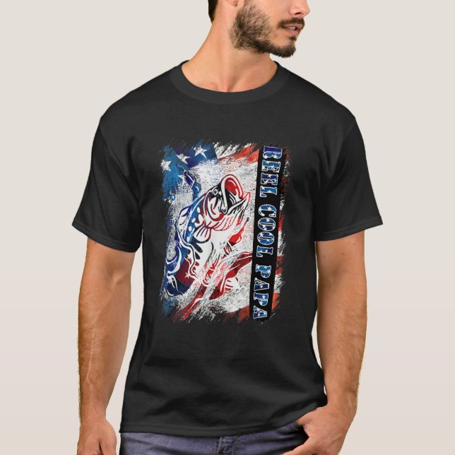 Camiseta Distressed American Flag Bass Fish Fisherman Cousi (Anverso)