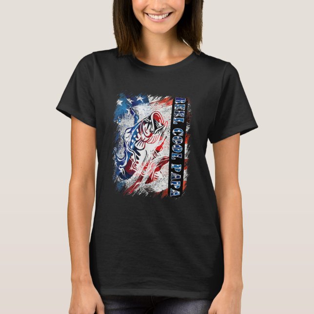 Camiseta Distressed American Flag Bass Fish Fisherman Cousi (Anverso)
