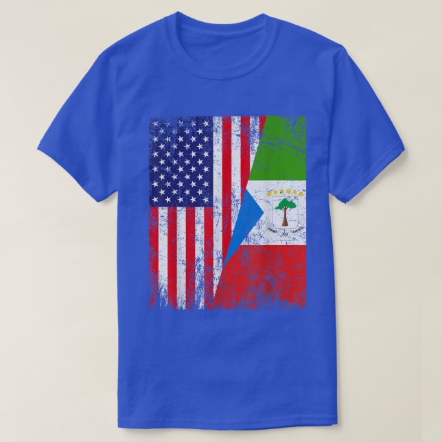 Camiseta Distressed American Flag & Equatorial Guinea Flag  (Diseño del anverso)