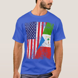 Camiseta Distressed American Flag & Equatorial Guinea Flag