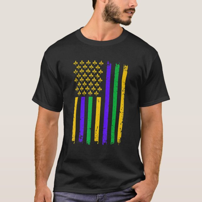 Camiseta Distressed American Flag Fleur De Lys Women Men Gr (Anverso)