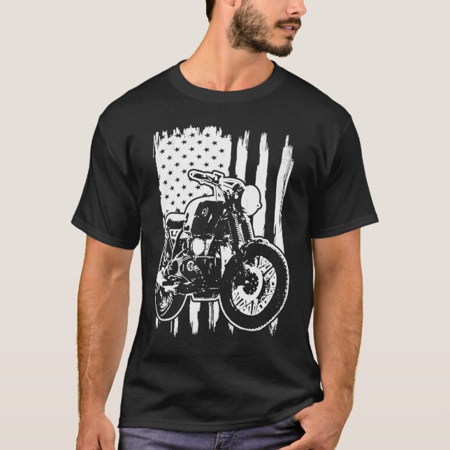 Camiseta Distressed American Flag Motorcycle Rider (Anverso)