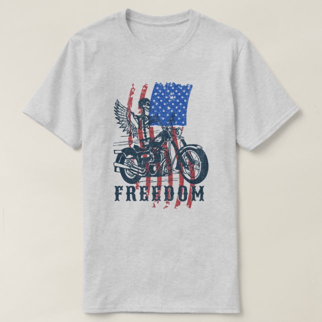 Camiseta Distressed American Flag Motorcycle Rider Freedom (Diseño del anverso)