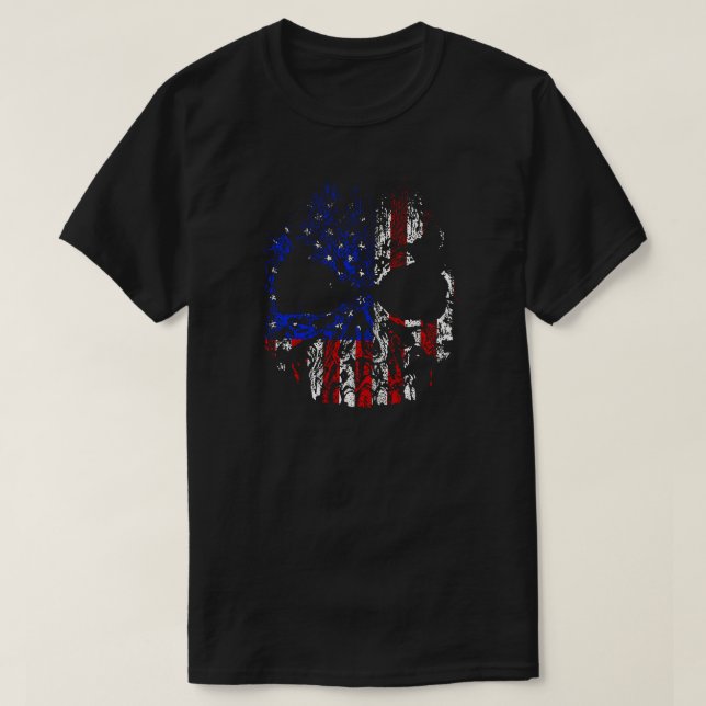 Camiseta Distressed American Flag Skull (Diseño del anverso)