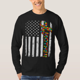Camiseta Distressed Autism Mother American Flag Family Matc