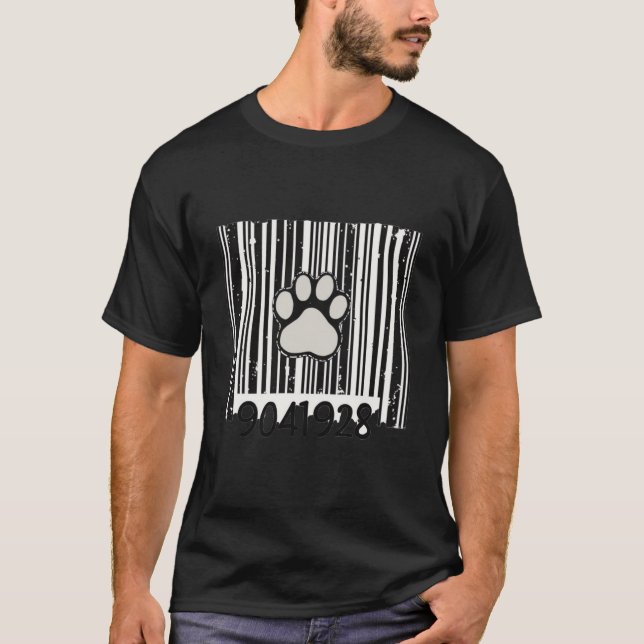 Camiseta Distressed Barcode Paw Print Cute Cat Lover (Anverso)