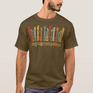 Camiseta Distressed Best Big Sister Ever Mommy Guitar Mothe