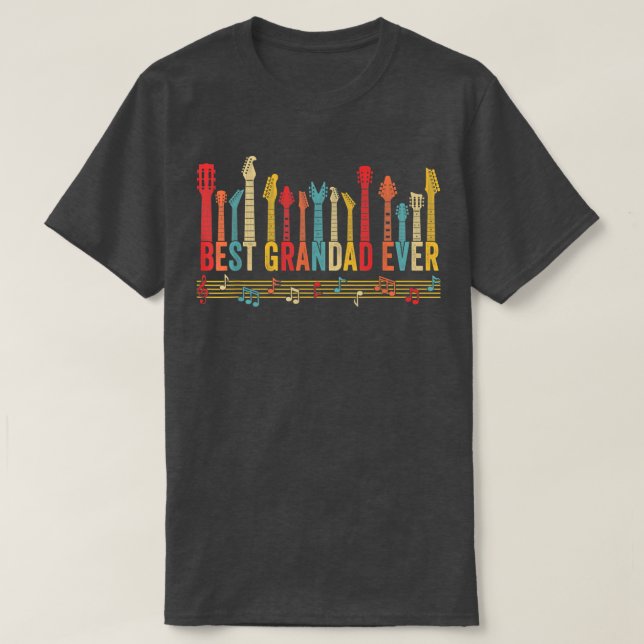 Camiseta Distressed Best Grandad Ever Daddy Guitar Fathers  (Diseño del anverso)