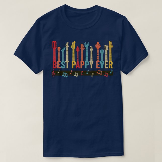 Camiseta Distressed Best Pappy Ever Daddy Guitar Fathers Da (Diseño del anverso)