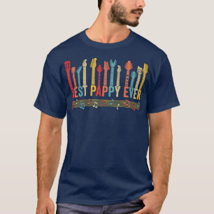 Camiseta Distressed Best Pappy Ever Daddy Guitar Fathers Da