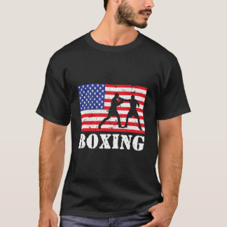 Camiseta Distressed Boxing Usa American Flag Boxer Fighter