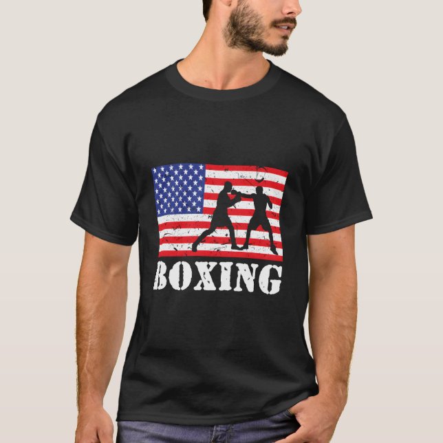 Camiseta Distressed Boxing Usa American Flag Boxer Fighter (Anverso)