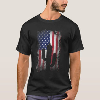 Camiseta Distressed Cactus American Flag Vintage USA Patrio