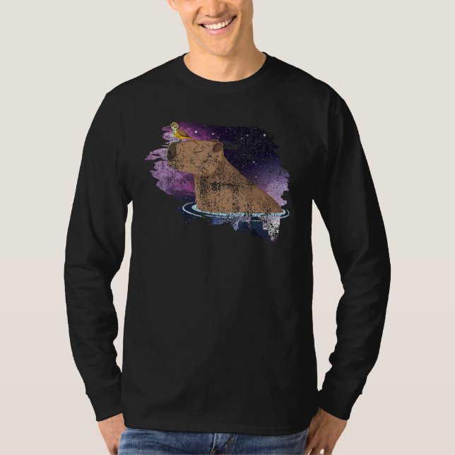 Camiseta Distressed Capybara And Bird Nature Animal Rodent  (Anverso)
