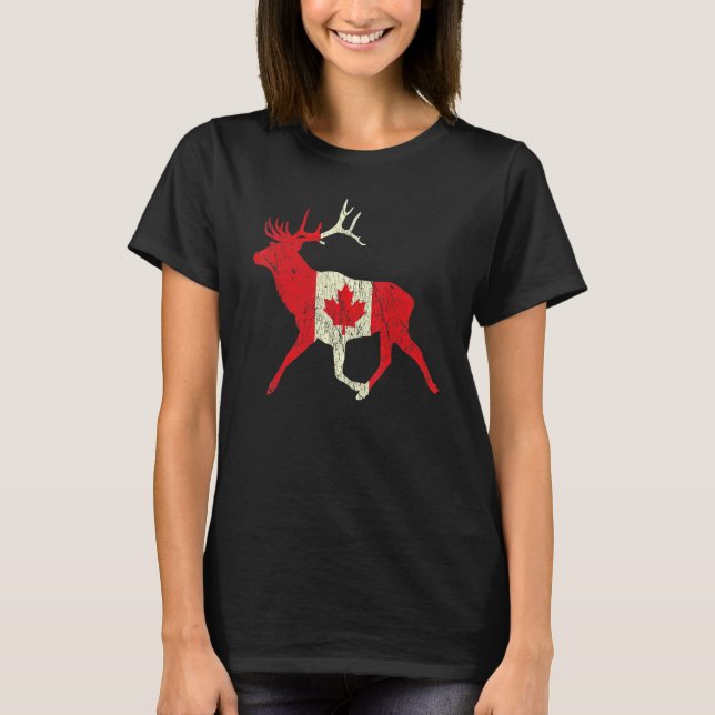 Camiseta Distressed Deer Canada Day Proud Canadian Flag Can (Anverso)