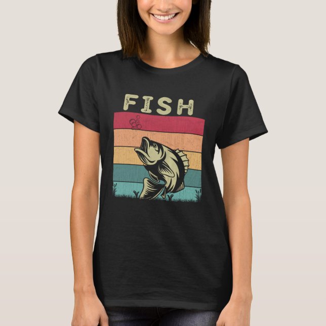 Camiseta Distressed Fish  Boys Girls Retro Style Fish (Anverso)