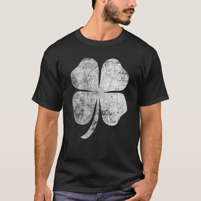 Camiseta Distressed Four Leaf Clover St Patrick's Day (Anverso)