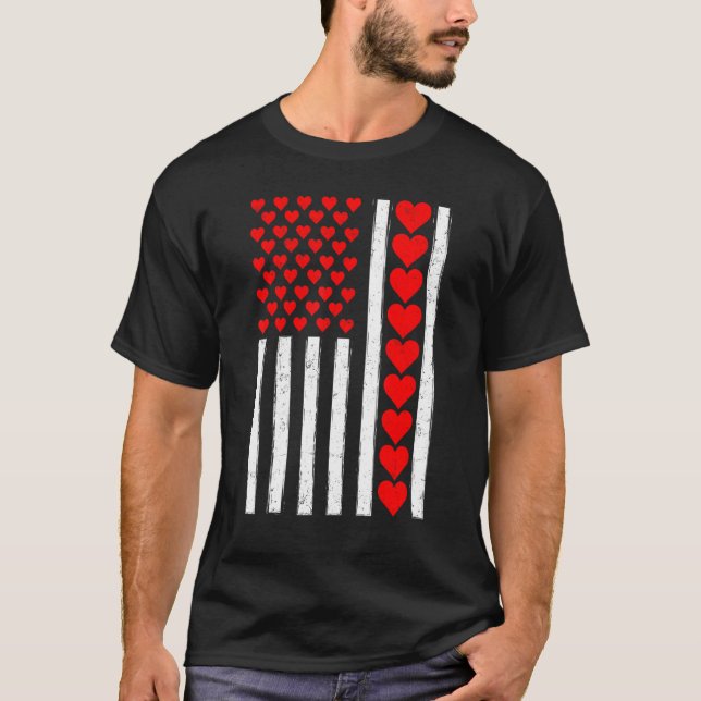 Camiseta Distressed Funny American Flag Heart Valentine's D (Anverso)