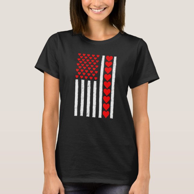 Camiseta Distressed Funny American Flag Heart Valentine's D (Anverso)