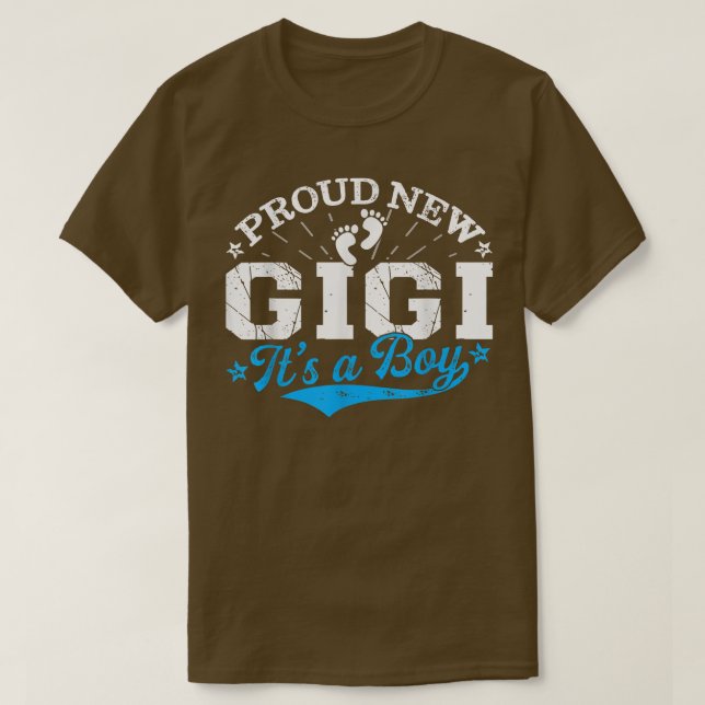 Camiseta Distressed Gender Reveal Proud New Gigi It's A Boy (Diseño del anverso)