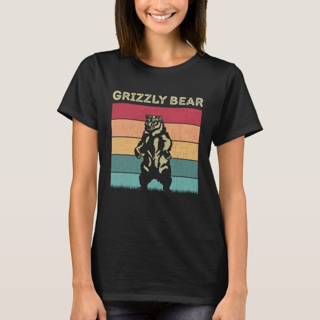 Camiseta Distressed Grizzly Bear Lover Boys Girls Retro Gri (Anverso)