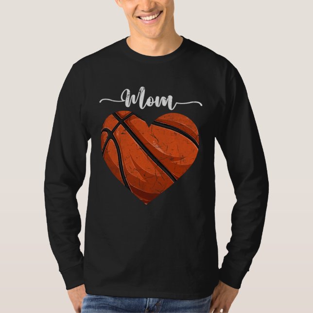 Camiseta Distressed Heart Basketball Mom Heart Cute Mother  (Anverso)