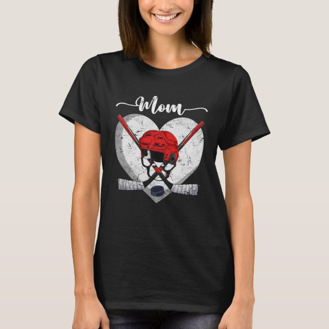 Camiseta Distressed Heart Hockey Mom Heart Cute Mother s Da (Anverso)