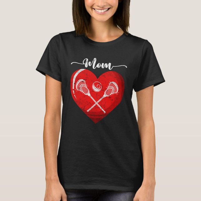 Camiseta Distressed Heart Lacrosse Mom Heart Cute Mother s  (Anverso)