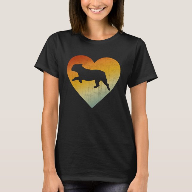 Camiseta Distressed Heart Retro Style Men Women French Bull (Anverso)