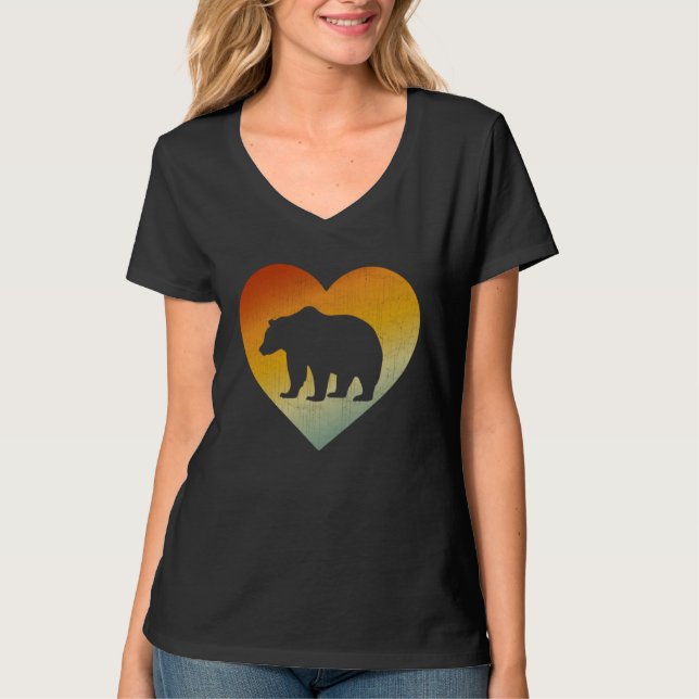 Camiseta Distressed Heart Retro Style Men Women Grizzly Bea (Anverso)