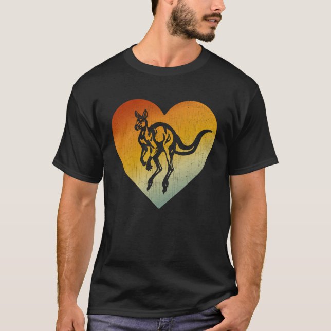 Camiseta Distressed Heart Retro Style Men Women Kangaroo (Anverso)