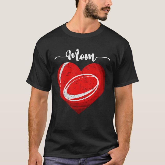 Camiseta Distressed Heart Rugby Mom Heart Cute Mother s Day (Anverso)