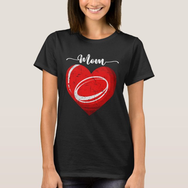 Camiseta Distressed Heart Rugby Mom Heart Cute Mother s Day (Anverso)