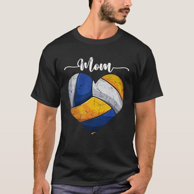Camiseta Distressed Heart Volleyball Mom Heart Cute Mother  (Anverso)