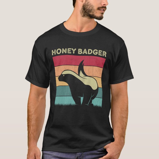 Camiseta Distressed Honey Badger Lover Boys Girls Retro Hon (Anverso)