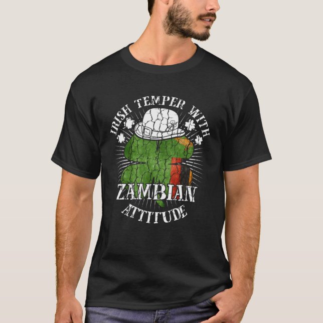 Camiseta Distressed Irish Zambian Attitude Patriotic Shamro (Anverso)