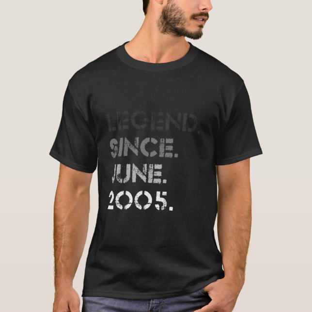 Camiseta Distressed Legend Since June 2005 18Th Bday 18 (Anverso)