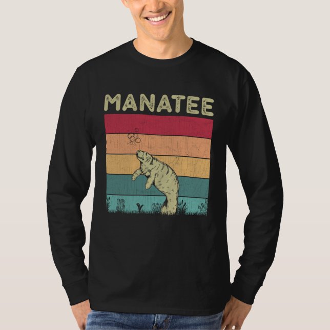 Camiseta Distressed Manatee Lover Boys Girls Retro Style Ma (Anverso)