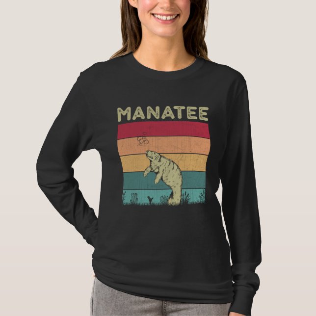 Camiseta Distressed Manatee Lover Boys Girls Retro Style Ma (Anverso)