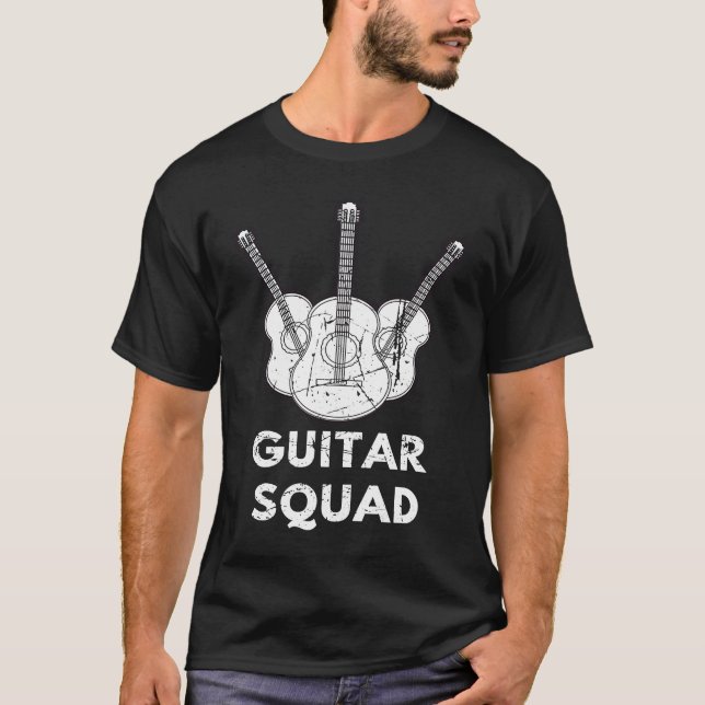 Camiseta Distressed Musician Music Acoustic Guitar Squad Gu (Anverso)