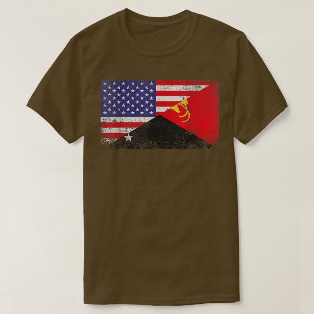 Camiseta Distressed Papua New Guinea Flag & American Flag P (Diseño del anverso)