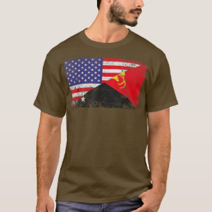 Camiseta Distressed Papua New Guinea Flag & American Flag P