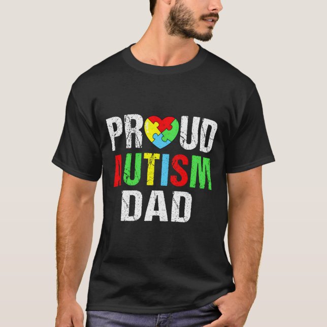 Camiseta Distressed Proud Autism Dad He Family (Anverso)