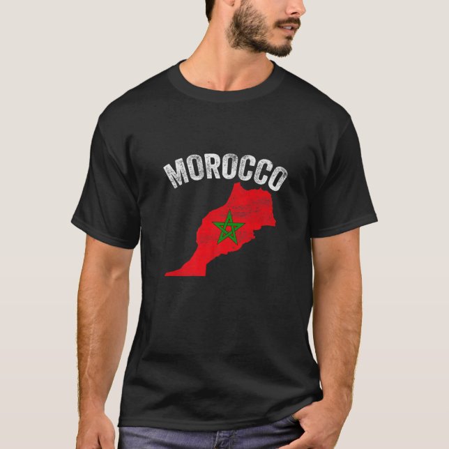 Camiseta Distressed Retro Morocco Flag Morocco Map Patrioti (Anverso)