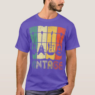Camiseta Distressed Retro Vintage Guitar Musician Guitarist