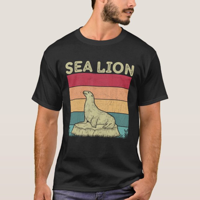 Camiseta Distressed Sea Lion Lover Boys Girls Retro Style S (Anverso)