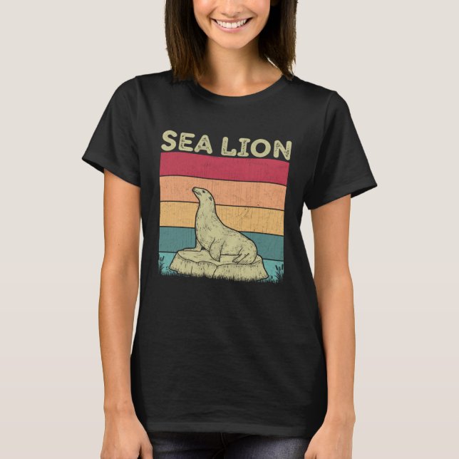 Camiseta Distressed Sea Lion Lover Boys Girls Retro Style S (Anverso)