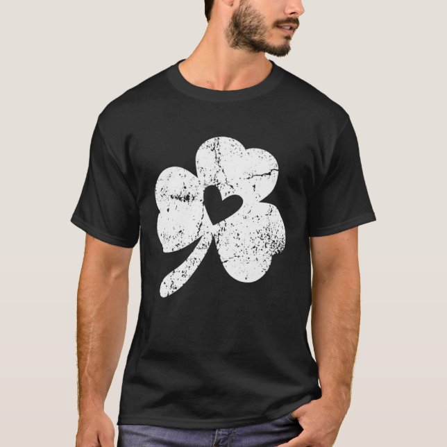 Camiseta Distressed Shamrock Retro Irish Funny Green St Pat (Anverso)